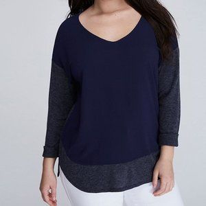 NEW Lane Bryant Mixed-Fabric Ribbed Tee 18/20